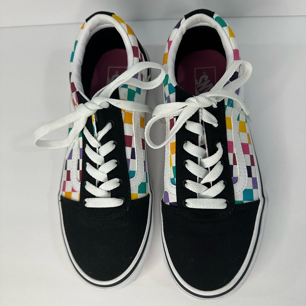 (NEW)Vans Doheny Juniors Trainer Sneakers Multi Checkered‎ Skate Shoes